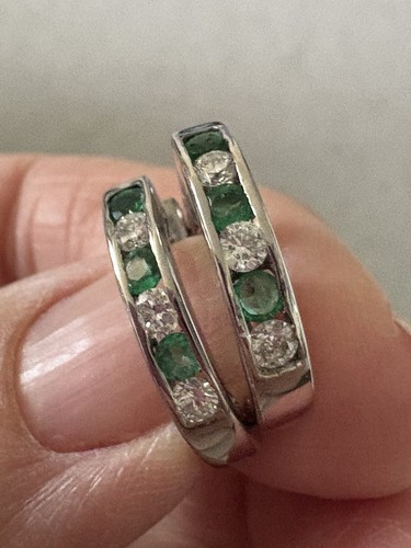 Diamond and emerald earrings - diamond,