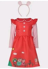 Peppa Pig Official Girls Fancy Dress Costume With Headband Kids New 1 - 2 Years