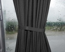 Mitsubishi Delica complete rear BLACKOUT curtain set. Black. Camper curtains