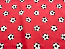 Football Sports Fabric  * Red * Polycotton  Material  **FREE POST**  Kids