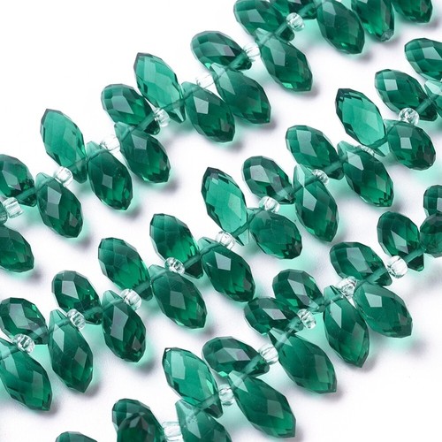 Faceted glass teardrop - beads,