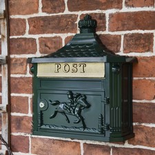 "Huntley" Dark Green Wall Mounted Post Box - Lockable Letter Mail Box
