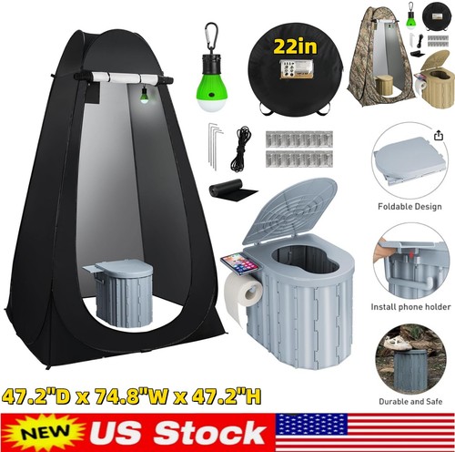 Portable camping toilet with - portable,