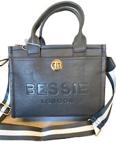 BESSIE GREY MED SIZE TOTE BAG BESSIE EMBOSSED LOGO LOVELY SOFT BAG QUALITY BAG 