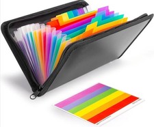 Receipt Organiser, Compact 13-Pocket A5 Size, Accordion File Organizer & Labels