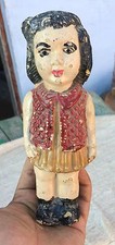 Vintage Original Old Handmade & Painted Paper Mache Chalk Doll Figure TC123