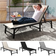 Folding Sun Lounger Set of 2, 5-Position Adjustable Garden Lounger