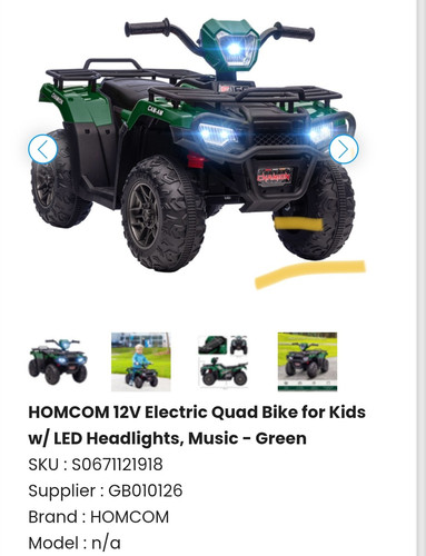 Homcom 12v electric kids quad - 12v,