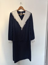 Vintage 1980s Amy-Deb Navy Polka Dot Midi Dress – UK 14 