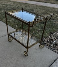 Vintage Brass And Glass Bar