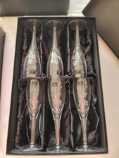 Royal Doulton Chelsea Pattern Flower Etched Crystal Champagne Flute Set of 6