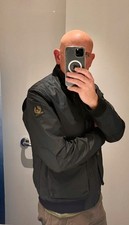 BELSTAFF Waxed Scouter Bomber Jacket, Size UK40 Medium/Large, Dark Blue, Tags