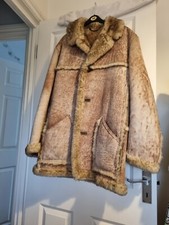 vintage 70s 80s Nurseys England Sheepskin coat jacket mens unisex 40 inch retro