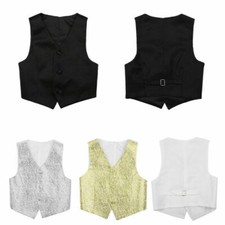 Kids Boys Vest Gentleman Waistcoat Children Wedding Birthday Party Formal Suits