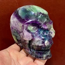 Rainbow Fluorite Skull - Purple Green Blue Carving  - 2.86LB