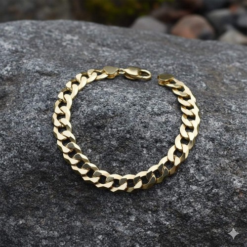 18ct gold men curb bracelet - 18ct,
