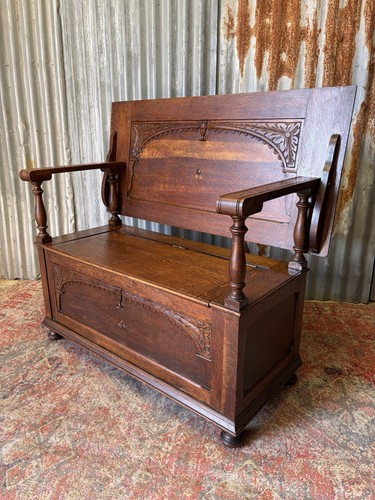 Antique vintage oak monk - antique,