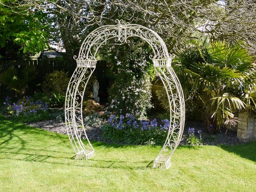 Cream metal pergola garden - cream,