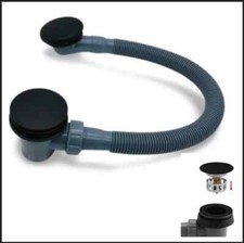 Bathroom Black Mono Basin Sink Mixer Tap Waste Knurled Handle Curved Spout Bath