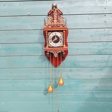 Vintage Dutch Wall Clock with Atlas Figure – Decorative, Untested Made in German