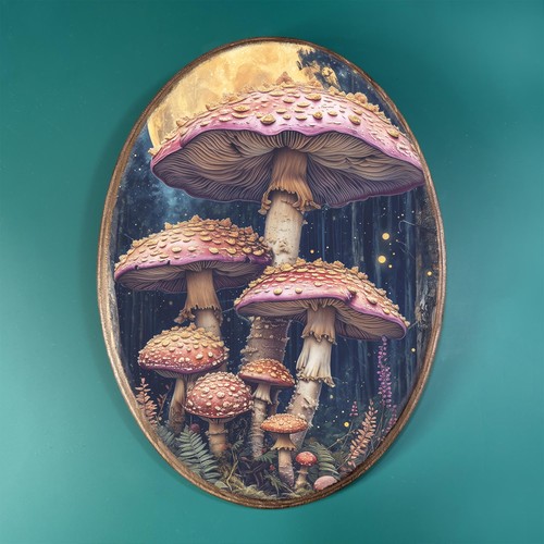 Pink fairy mushrooms wooden - pink,