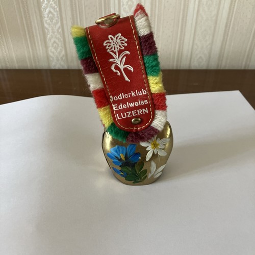 Vintage swiss cow bell floral - cow,