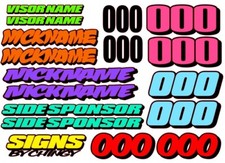 A4 sheet personalised VINYL SIGNS stickers logos RC banger shell mardave kamtec