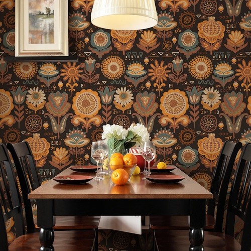 Retro boho floral - retro, wallpaper