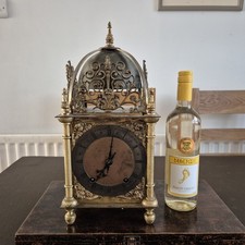 Stunning Large Antique Brass Lantern Clock On Two Bells Non Runner