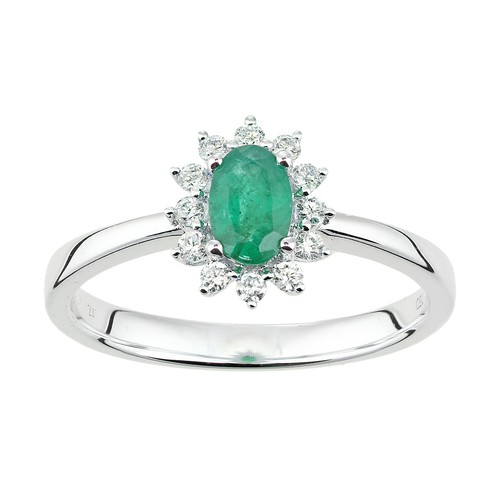 18ct white gold - gold, emerald