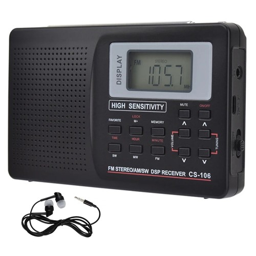 Black digital radio - black, lcd