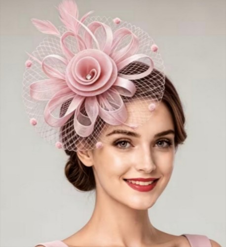 Baby pink mesh fascinator - pink,