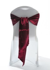 Burgundy Claret Satin Chair Sashes & Runners 1,10,25,50 or 100 sashes 