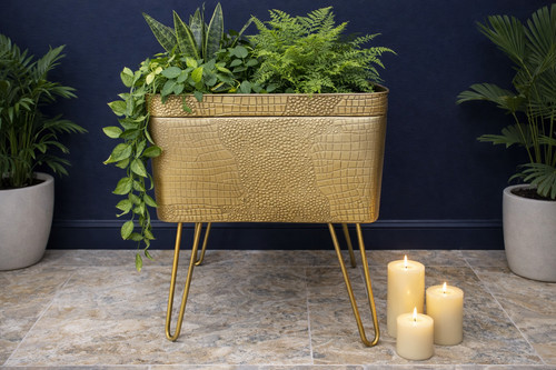 Gold metal storage side table - gold,