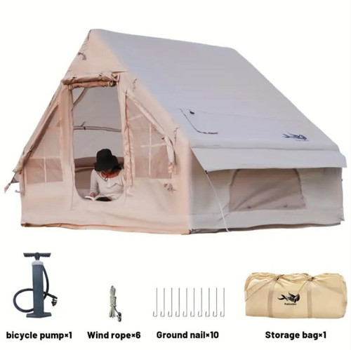 Beige inflatable camping tent - beige,
