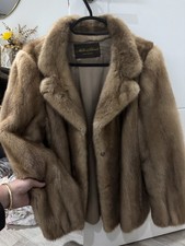 Real mink vintage fur Coat Genuine fur Brown Dark blonde M