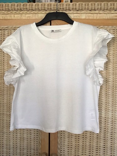 Zara white frill sleeve - white,