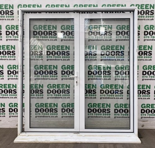 White aluminium french doors - white,