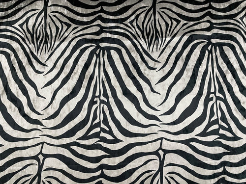 Velvet zebra fabric silver - ,