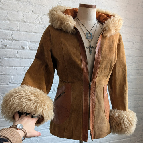 70s vintage orange - orange, suede