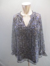 Loft Size S Womens Multicolor Floral V Neck Ruffle Long Sleeve Beauty Tunic 204