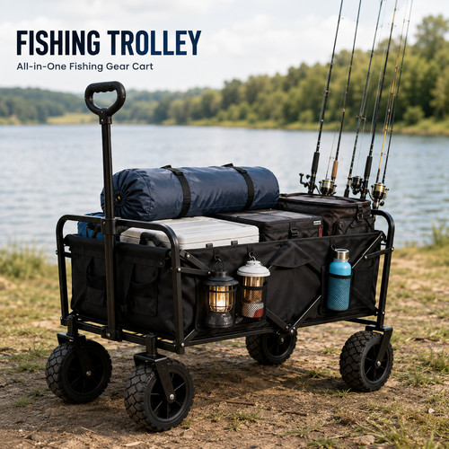 Fishing trolley foldable cart - foldable,