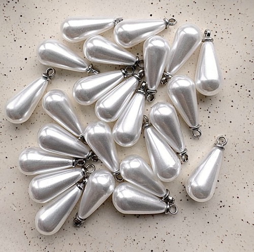 24pcs white teardrop pearl - 24pcs,