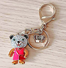BUTLER & WILSON Goldtone Crystal & Enamel Lady Bear Handbag Keyring Charm