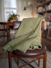 Vintage 1960s Pure Wool Pea Green Blanket Throw, Upcycle Textiles Cutter Quilt 