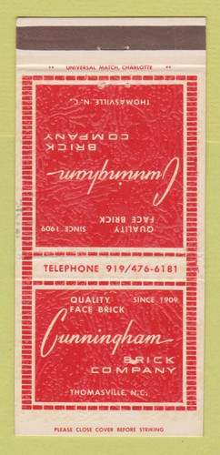 Matchbook cover cinningham - -,