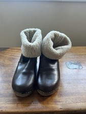 Penelope Chilvers Shearling Lined Brown  Clog Boots Size EU 41 UK 7-8