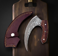 Jayger Handmade Damascus Steel Pizza & Dough Cutter with Leather Cover