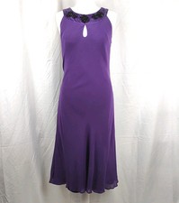 Hobbs Womens Purple Dress Size UK 12 Pure Silk Beading Detail Button Up Back