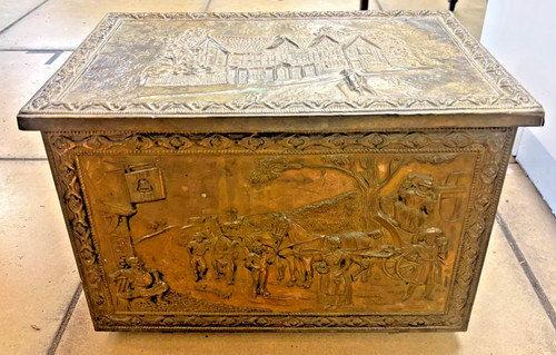 Vintage brass embossed log - embossed,